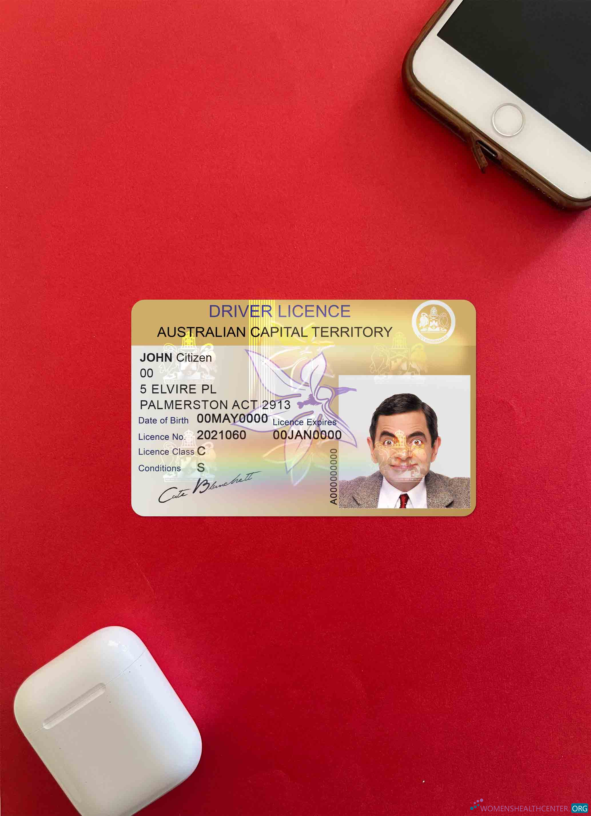 Download Australia Capital state driving license photolook FRONT Photoshop template